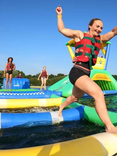 Woman enjoying the aqua park feature