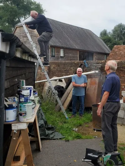 Members of Avon Valley Men's Shed at the new recreation-ground building