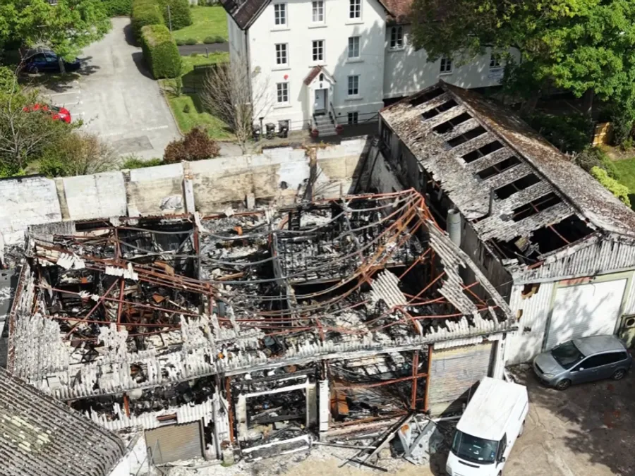 Remains of the Dalbergia workshop after the industrial unit fire in Fordingbridge