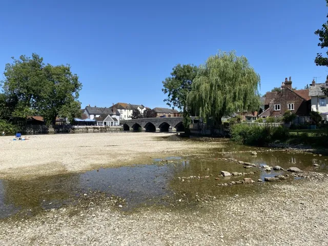The River Avon at Fordingbridge showing unusually low water levels