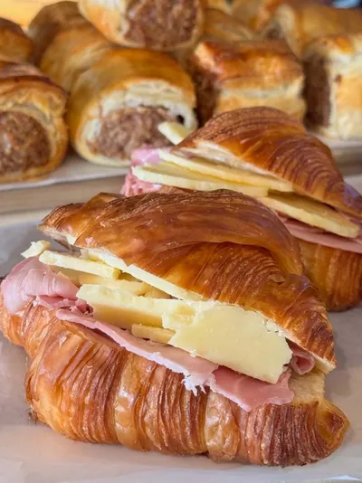Cheese and ham croissants