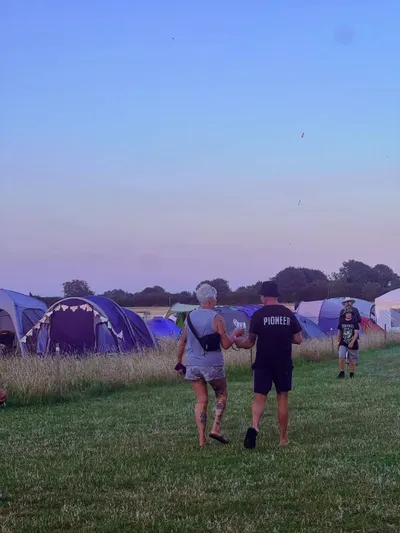 Tents on the camping field at Dreamacres Campsite during a Music Baa weekend